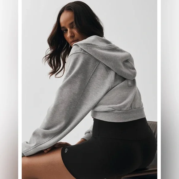 Alo Sweet Escape Cropped Zip Up Hoodie - size Small - Picture 4 of 8